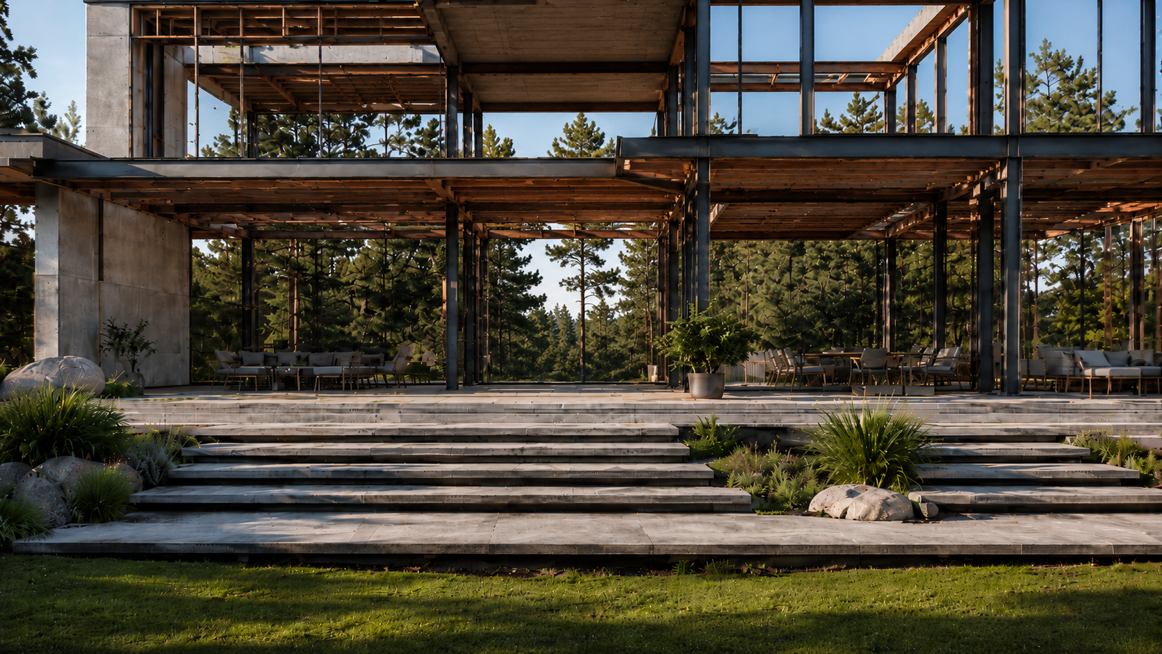 Capas constructivas visibles de una vivienda contemporanea.